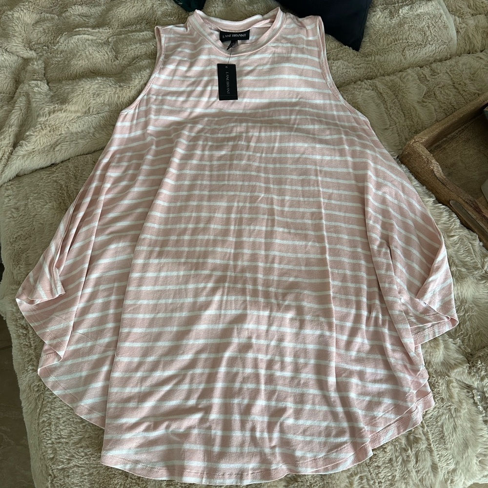 Lane Bryant Pink Asymmetrical Tank Top